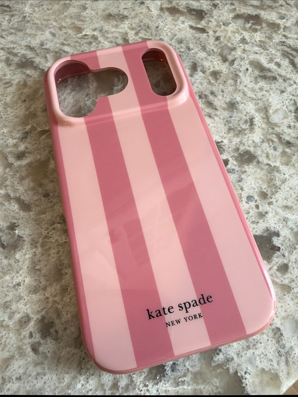 Kate Spade Pink Striped Glossy Phone Case iPhone 18 Pro/17 Pro